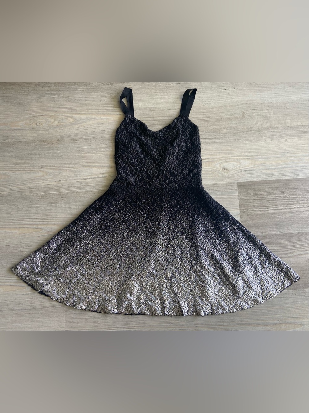 Free People Reflected Moonlight Foil Ombre Lace Skater Mini Dress XS